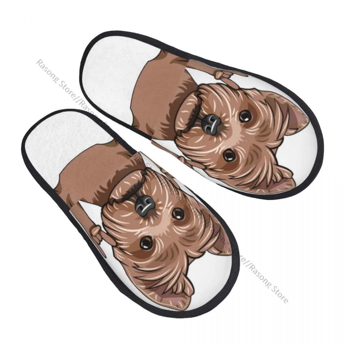 Winter Slipper Woman Man Fluffy Warm Slippers Yorkshire Terrier Dog House Slippers Shoes