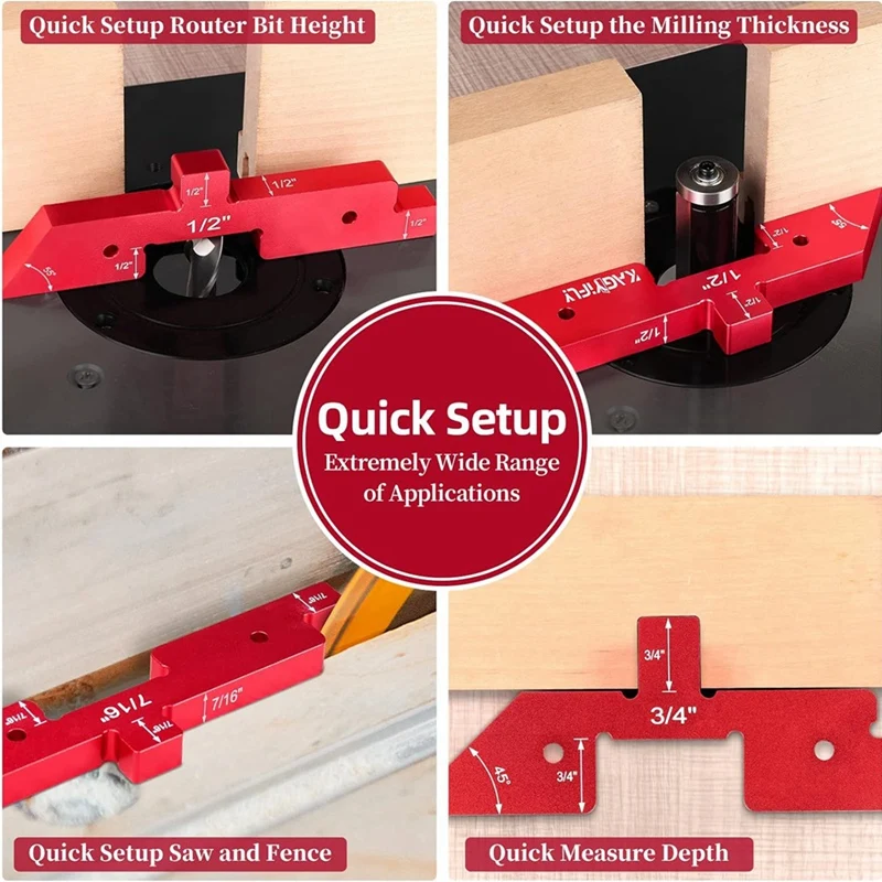 Router Table Setup Blocks Woodworking, Red Adjustable Height Precision Setup Bars For Routers Tables Saw