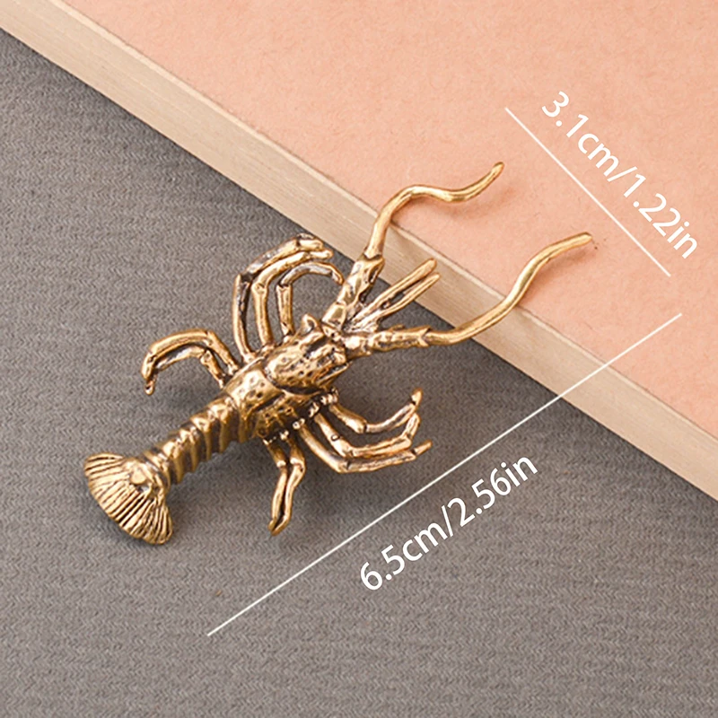 1PC Brass Artificial Lobster Miniature Figurines Vintage Ornament Fish Tank Landscaping Ornaments Office Desktop Decor Ornament