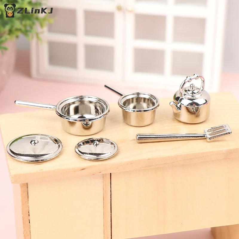 ▶1/12 Dollhouse Mini Kitchenware Model Dollhouse Kitchen Pot Spatula Decorations Cooking Toys Accessories