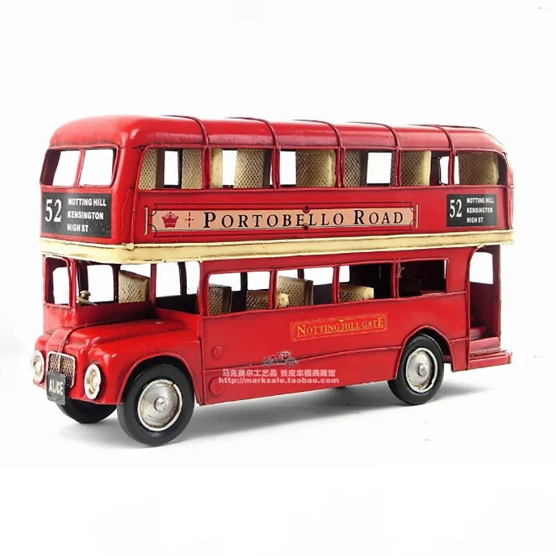 

Ironwork (About 29*9*14CM) Classic double-decker bus car models desktop decoration Adult gift Collectibles display
