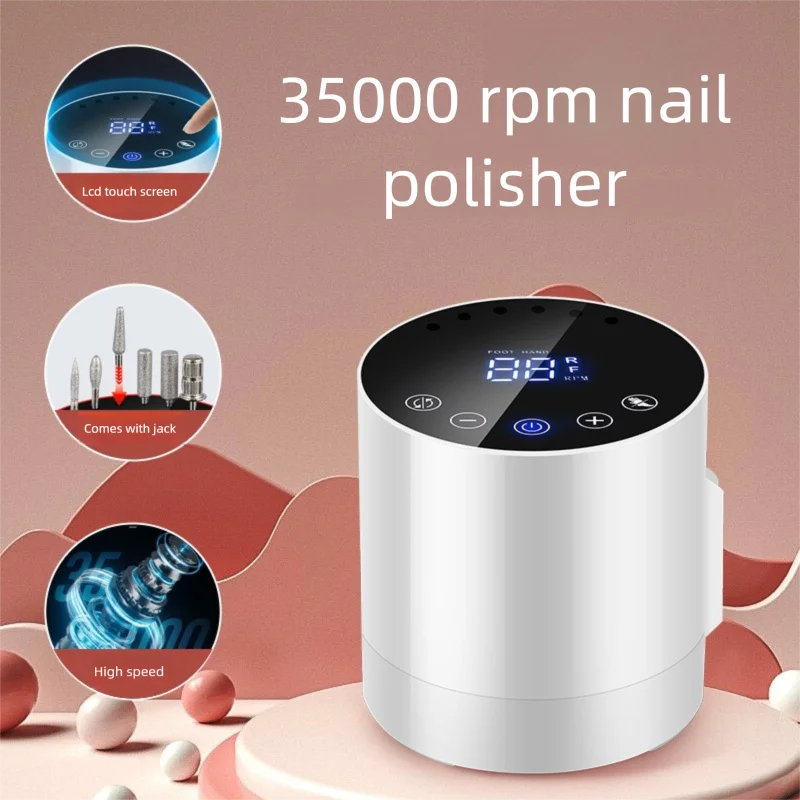 35000 RPM Professional Nail Drill Machine Electric Nail File for Manicure Pedicure with LCD Touch Screen Low Noise High Speed
