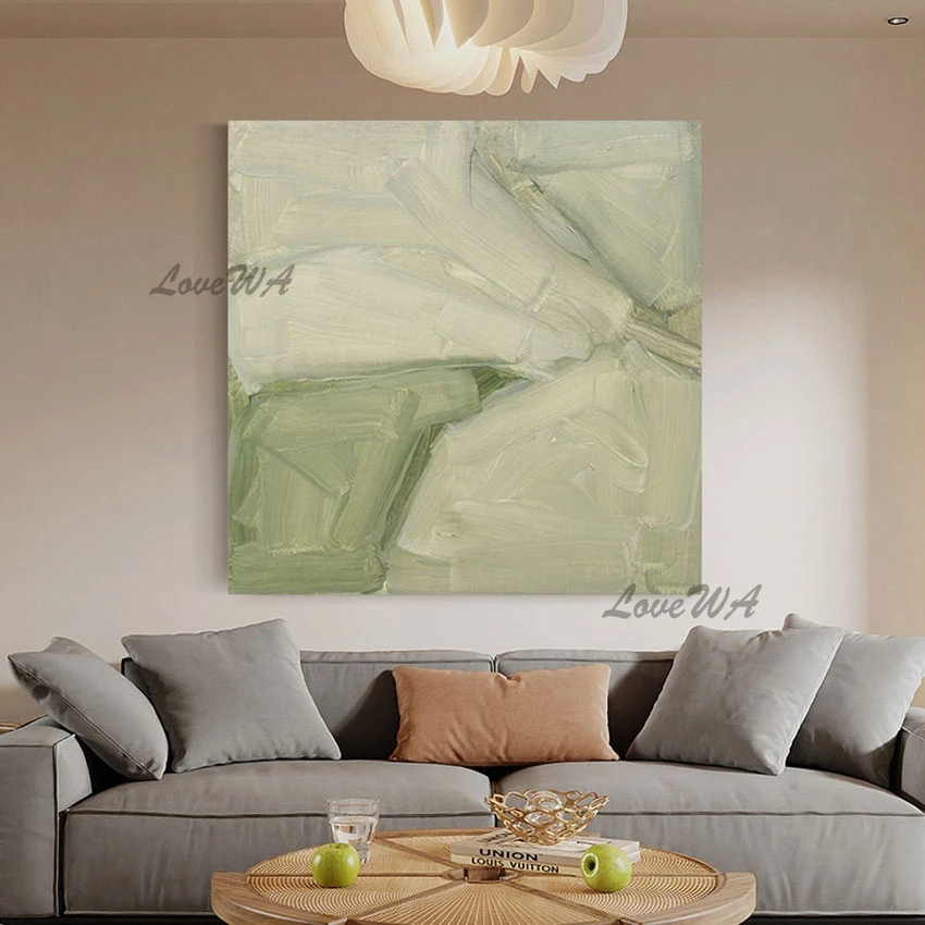 Without Frame Art Picture Green Acrylic Abstract Simple Modern Canvas Painting For Christmas Wall Decorations Handmade Artwork