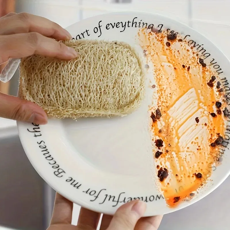 1/3/5 Pcs Natural Loofah Net Dishwashing Cloth Special Brush Pot Artifact, Loofah Pulp Dishwashing Sponge for Wiping Dishes