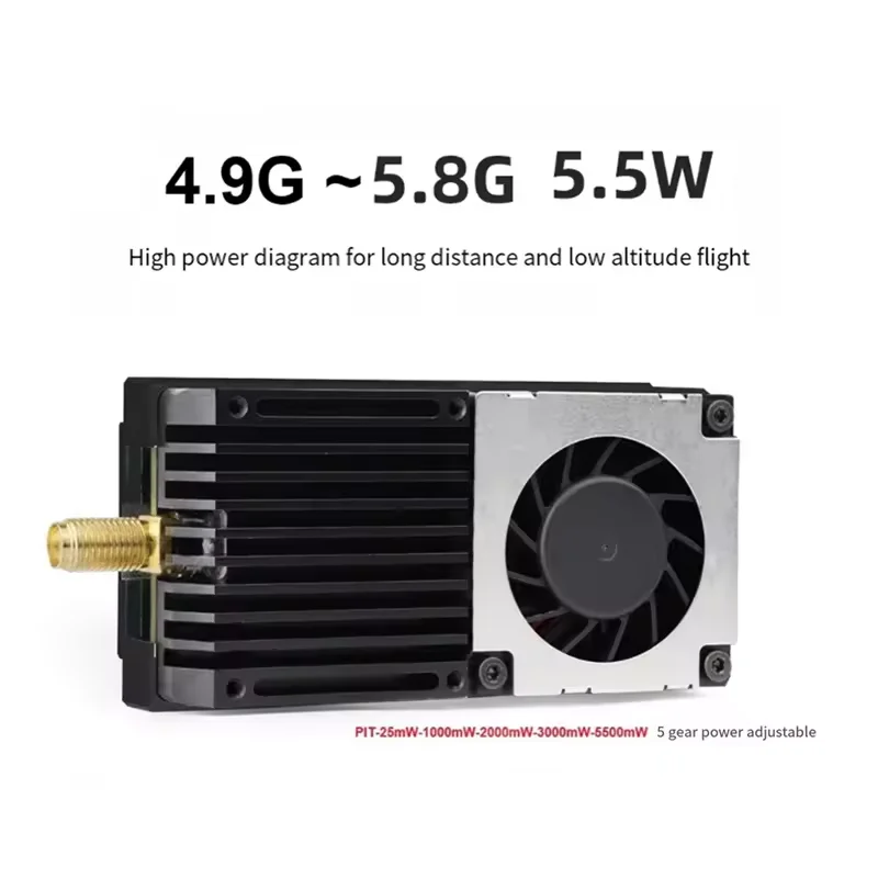 5.8G 5.5W Video Transmitter 5.5W High Power VTX Adjustable Power Sink OSD Wideo Transmitter for FPV Freestyle RC Long Range Dron