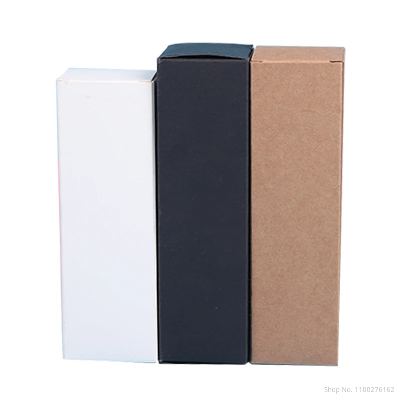 50pcs Black white Kraft Paper cardboard box Lipstick Cosmetic Perfume Bottle Kraft Paper Box Essential Oil Packaging Box