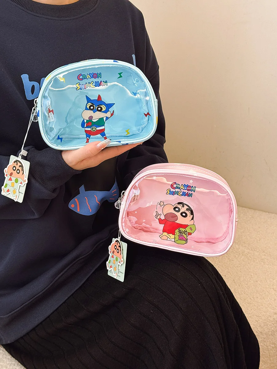 Nova bolsa de maquiagem bonito crayon shin-chan saco de cosméticos viagem saco de armazenamento de higiene pessoal à prova dwaterproof água saco transparente moda