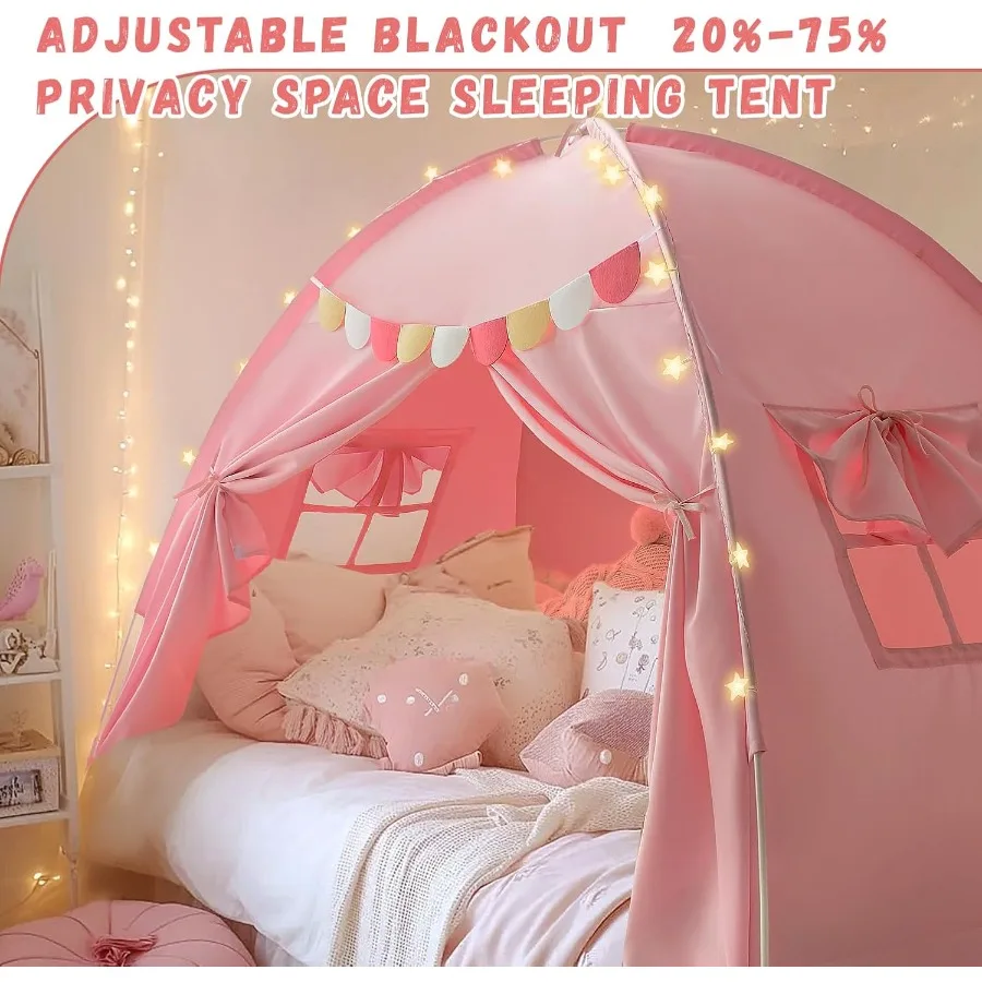 Rosa Twin-Bett-Zelt für den Innenbereich, Kleinkind-Überdachung, Sichtschutz, Spielhaus auf Etagenbett, zum Schlafen im Inneren, Twin-Size-Bettzelte für Mädchen K