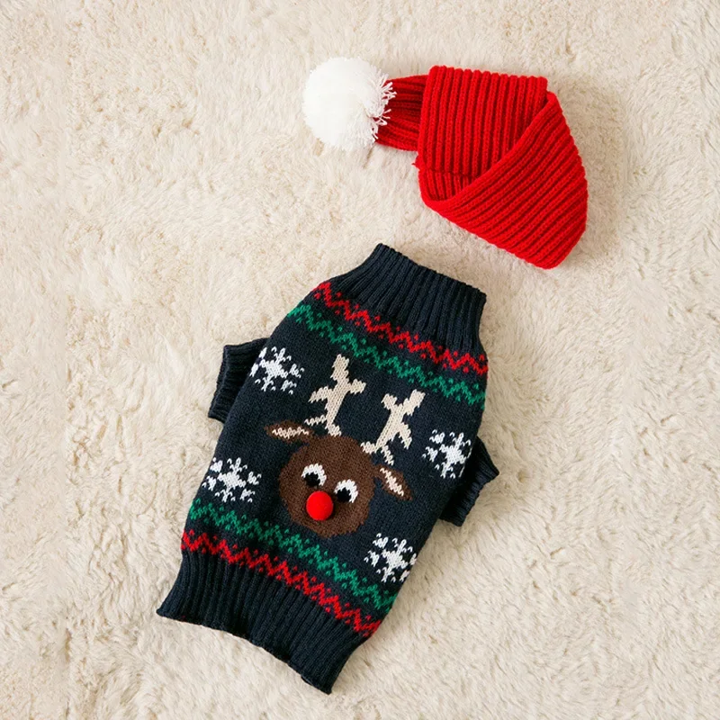 2023 Christmas Dog Clothes Corgi Warm Winter Clothes Teddy Moose Knitwear Pet Two Legged Sweater Puppy Soft Pullover Dog Sweater