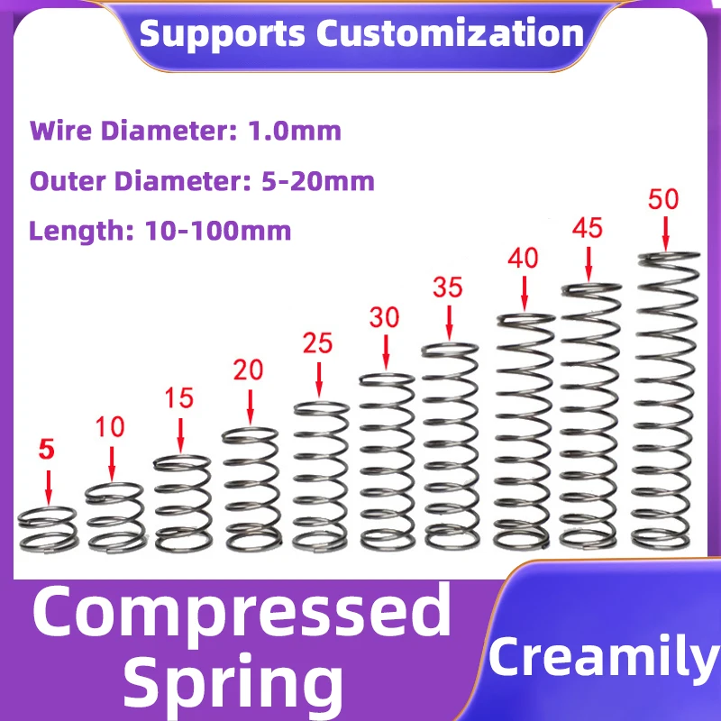 

Creamily 10PCS Cylidrical Coil Shock Absorbing Pressure Return Compression Spring Wire Diameter Y-Type Rotor Return Spring