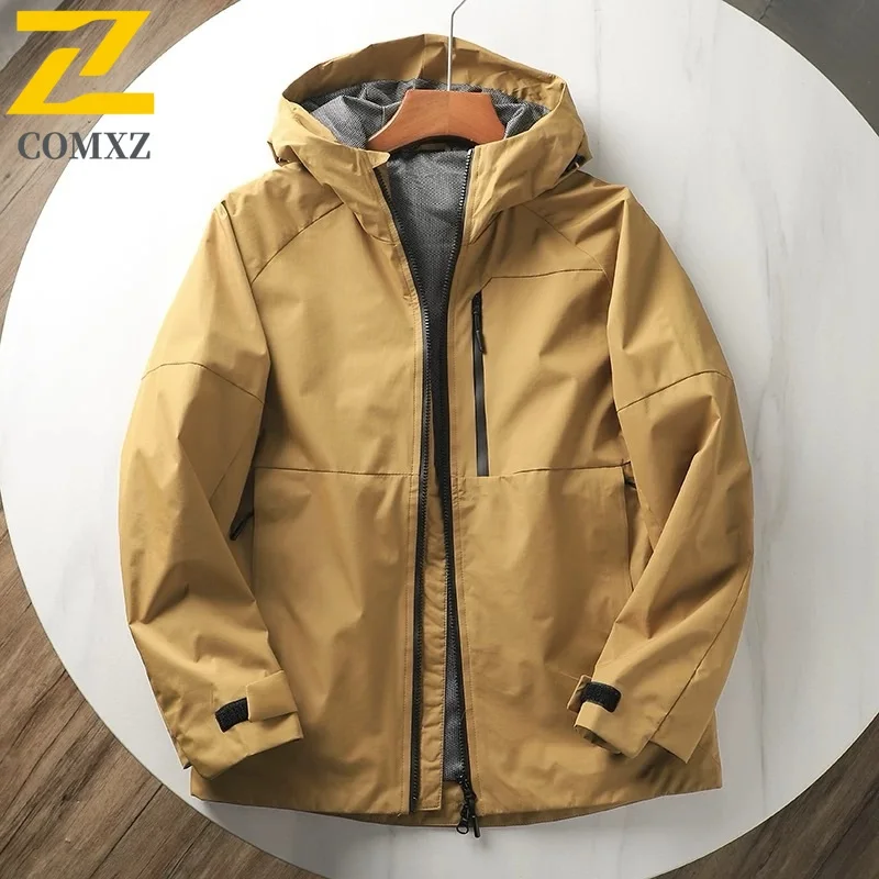

2025 Hiking Men's Jacket Autumn Fashion Brand Color Contrast Waterproof Windproof Windbreaker Men Mountain Hooded Rainproof Coat