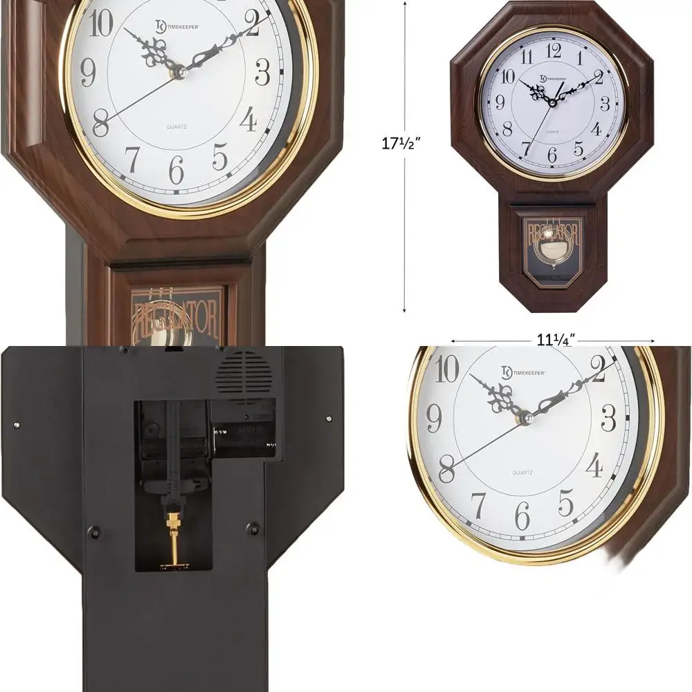 

Walnut Faux Wood 17.5 Essex Westminster Chime Pendulum Wall Clock