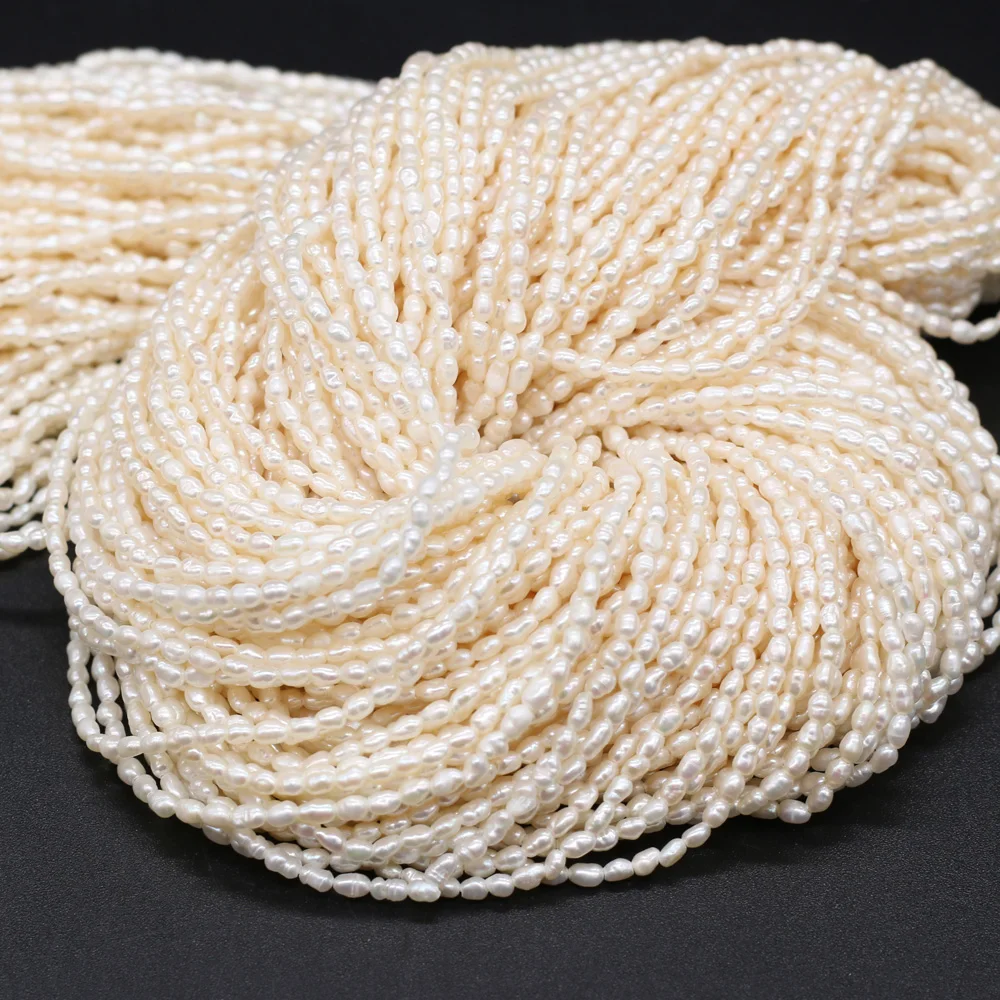 2-2.5mm White Rice Pearls Natural Freshwater Pearls Spacer Beads for Jewelry Making Supplies DIY Necklace Bracelet Accessories