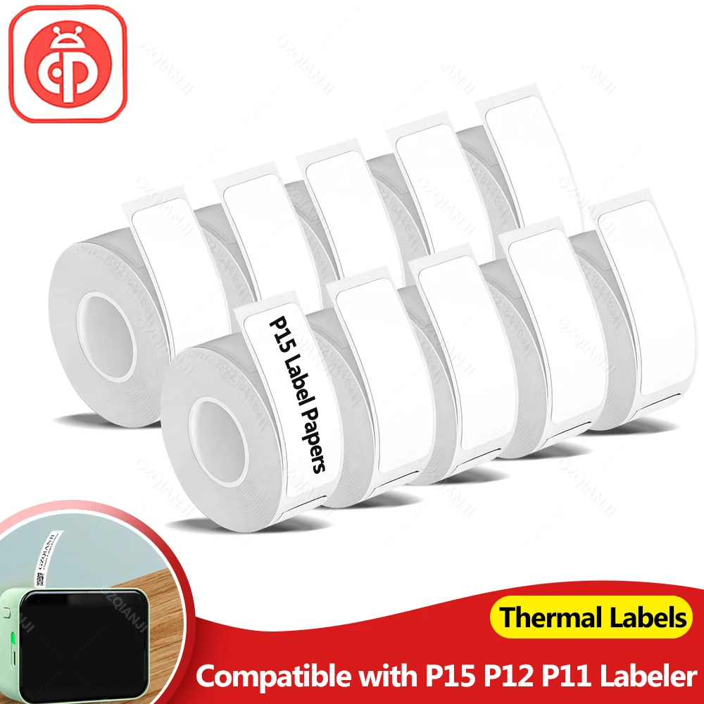 Marklife P15 Printer Label Sticker 12x40mm 15x30mm 15x50mm Thermal Label Paper Compatible with P15 P12 P11 D30 Q30 Labeler