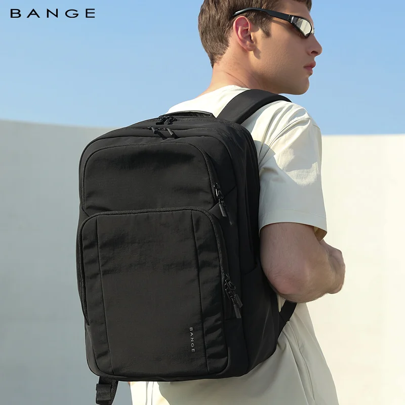 BANGE حقيبة سفر جديدة مقاومة للماء وناعمة وخفيفة الوزن للطلاب حقيبة ظهر للكمبيوتر المحمول للرجال