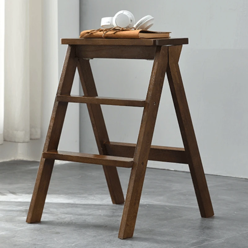 Solid Wood Folding Stool Portable High Bench Multi-Functional Step Stool Creative Kitchen Furniture Simple Design