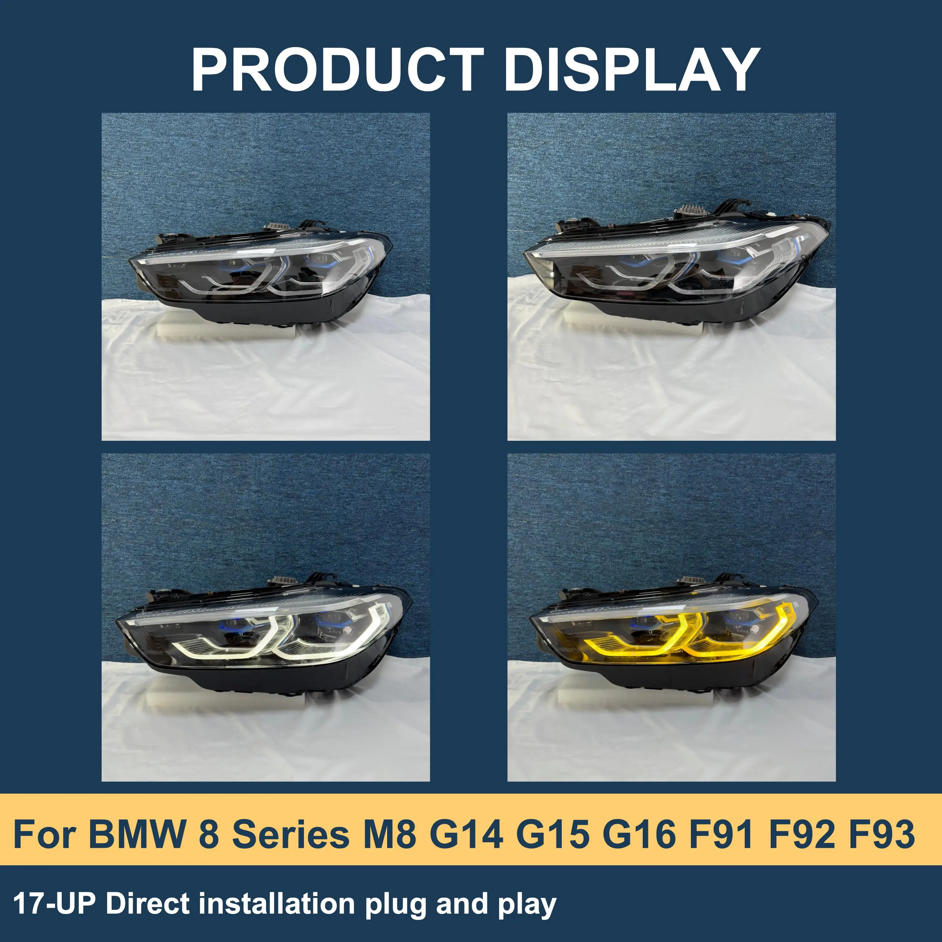 J ONE Yellow White Switch Via Highbeam Headlight For BMW 8 Series M8 G14 G15 G16 F91 F92 F93 2017-UP Car Led Headlight