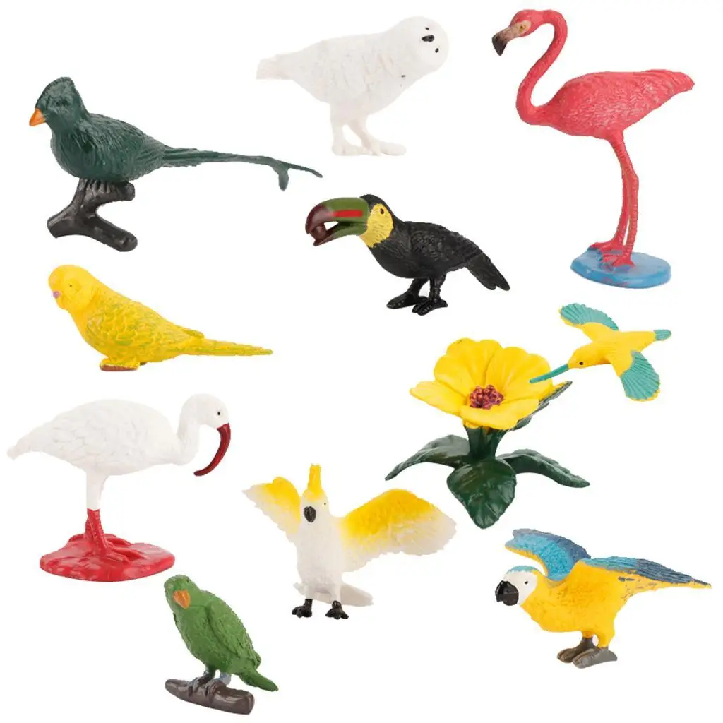 10pcs Model Egret Flamingo Science Decor Solid Model for gift for children