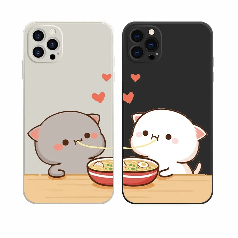 Cartoon Funny Cat Paired Couple Phone Cases For Samsung Galaxy S10 S20 S21 S22 S23 S24 FE Plus Ultra Note 20 Lovers Covers Funda