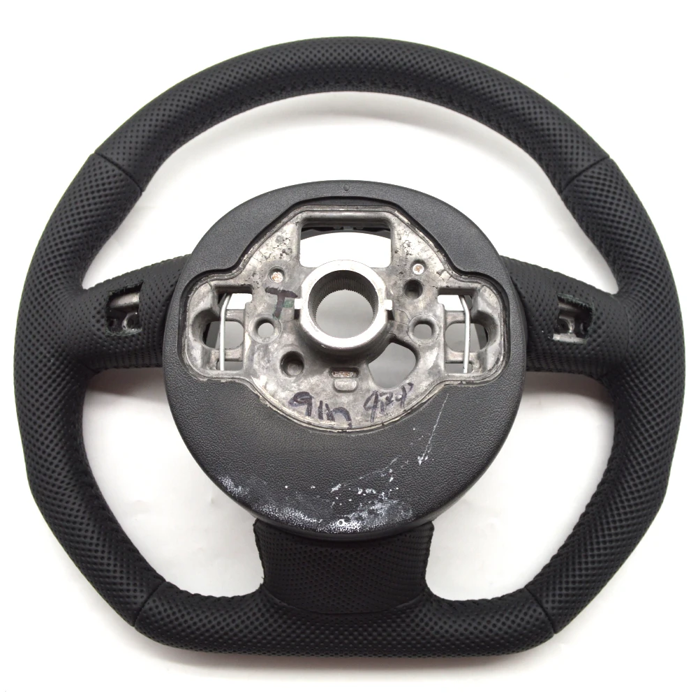 Leather Steering Wheel For Audi A6 C7 Fully Perforated Leather Flat Bottomed Steering Wheel