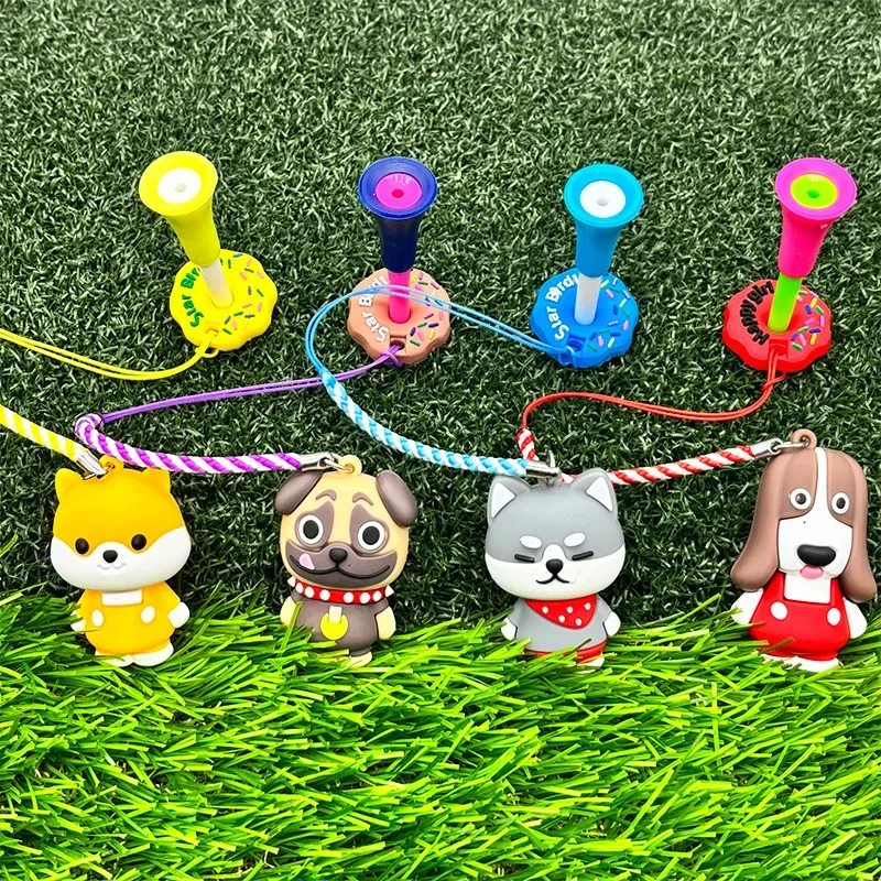 83mm Cute Dog Pattern Golf Tees, Plastic Golf Ball Tees with Anti-Lost Lanyard and Tee Sleeve, Golf Accessories