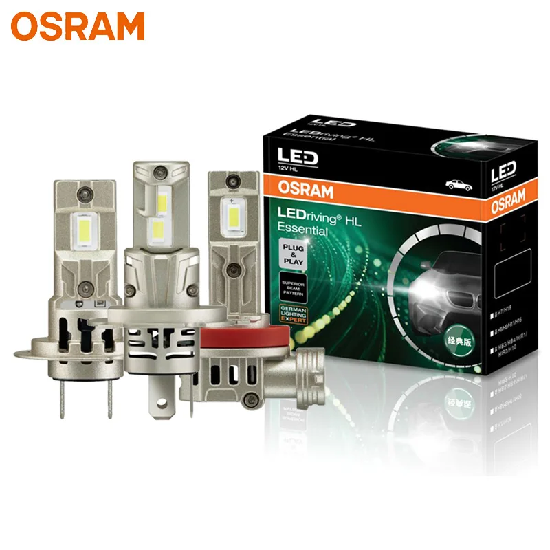 OSRAM Essential LED  H7 H11 H8 H9 H10 H16 H18  HB3 HB4 HIR1 HIR2Car Headlight Easy Plug & Play  Auto Power White LED Lamps,Pair