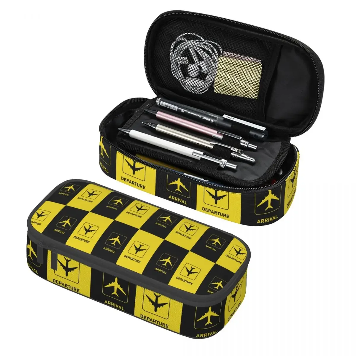 

Custom Aviation Arrival Departure Pencil Case for Boys Gilrs Big Capacity Aviator Airport Plane Pen Box Bag School Accessories