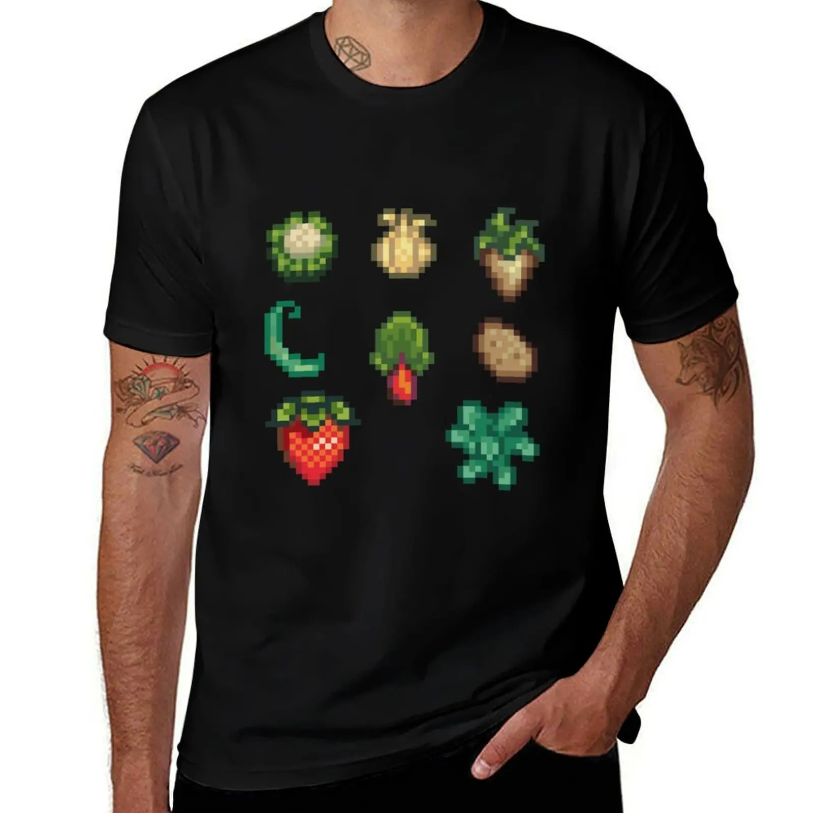 

Весенний комплект Crops, футболка Stardew Valley, незаменимая футболка, хлопковые футболки с рисунком в стиле аниме, рубашка на заказ, мужская одежда