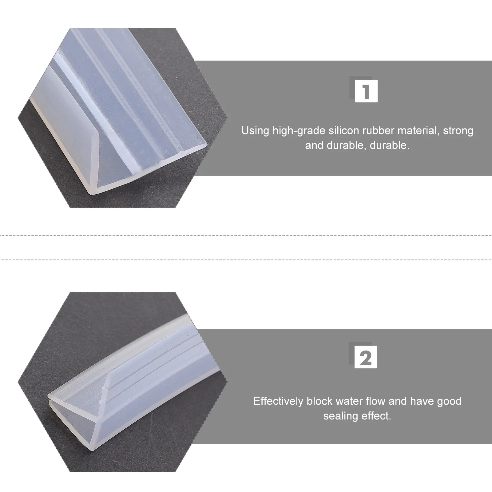 6Pcs Bathroom Sealing Strip Flexible Silicone Waterproof Strip Shower Door Water Barrier Mold-Proof Moisture Resistant Easy view 2