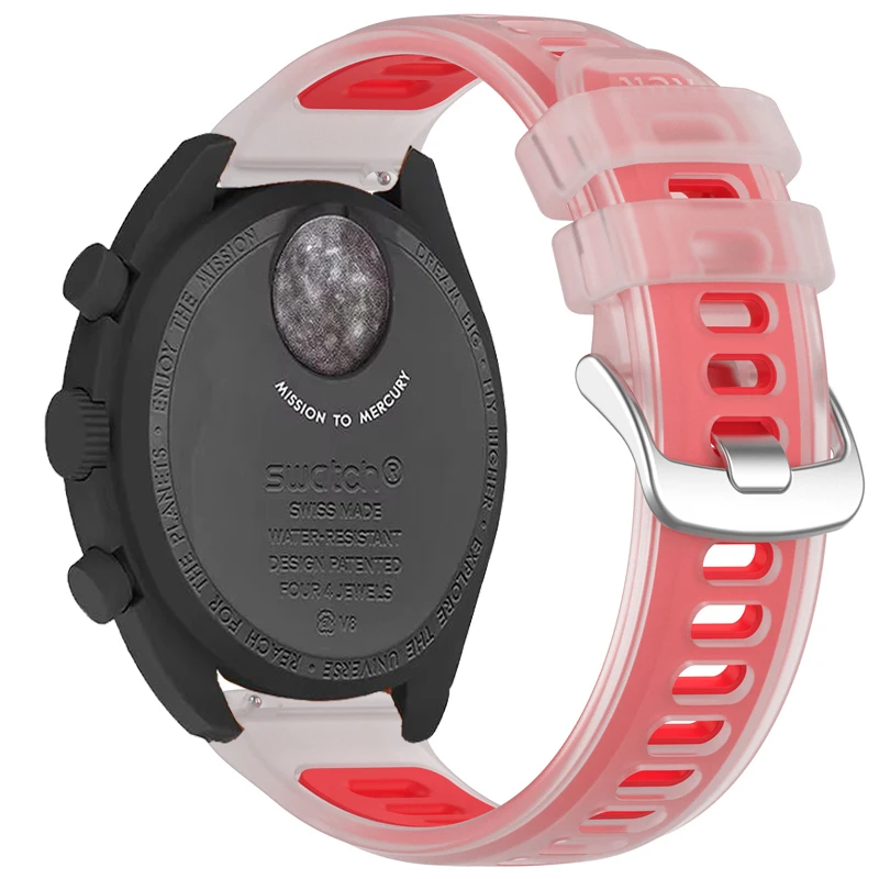 هلام سيليكون الفرقة ل أوميغا X سواتش المشتركة MoonSwatch 20 مللي متر حزام رياضي شفاف ل MoonSwatch سوار كوريا معصمه