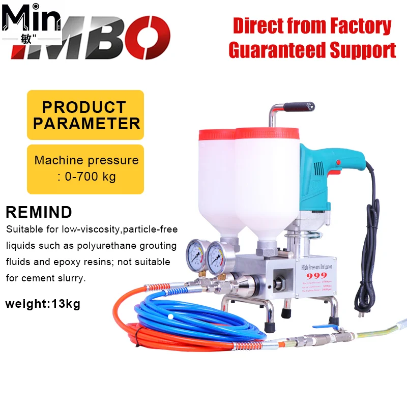 Hydraulic Double Liquid Grouting Machine for Low Viscosity Particle Free Polyurethane Epoxy Resin Grouting Construction Lab Use