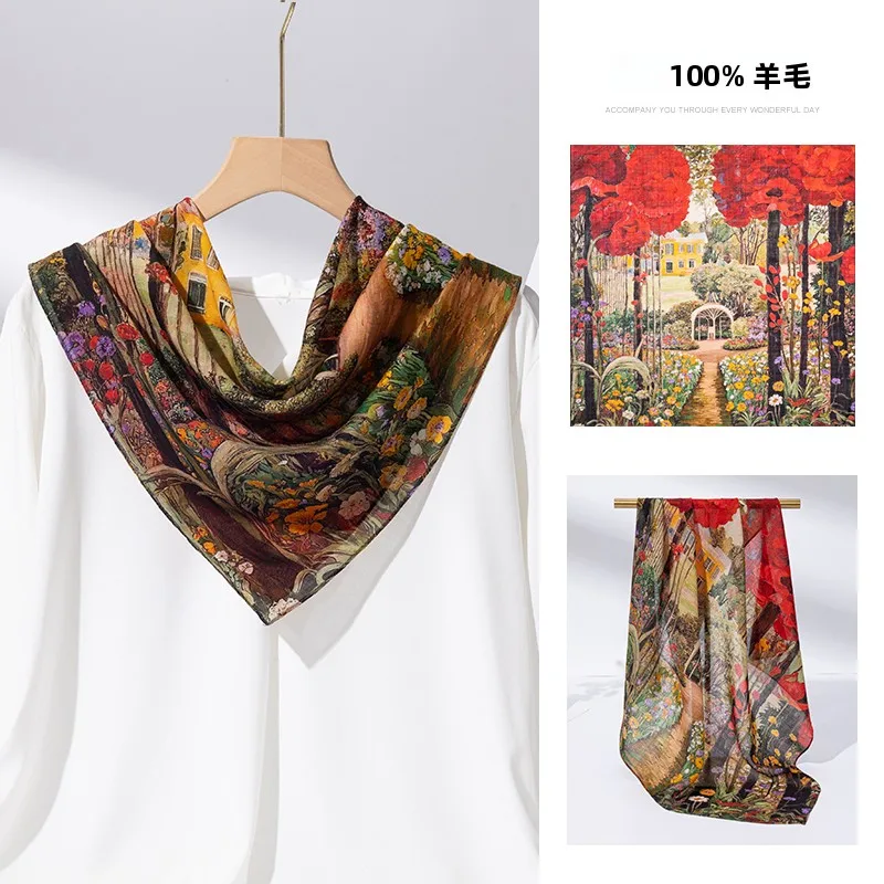 上海ストーリー-カシミヤスカーフ-小さな正方形のシルクスカーフ-レディース-ファッショナブルなネックウォーマー-秋冬-多用途タイイングスカーフ