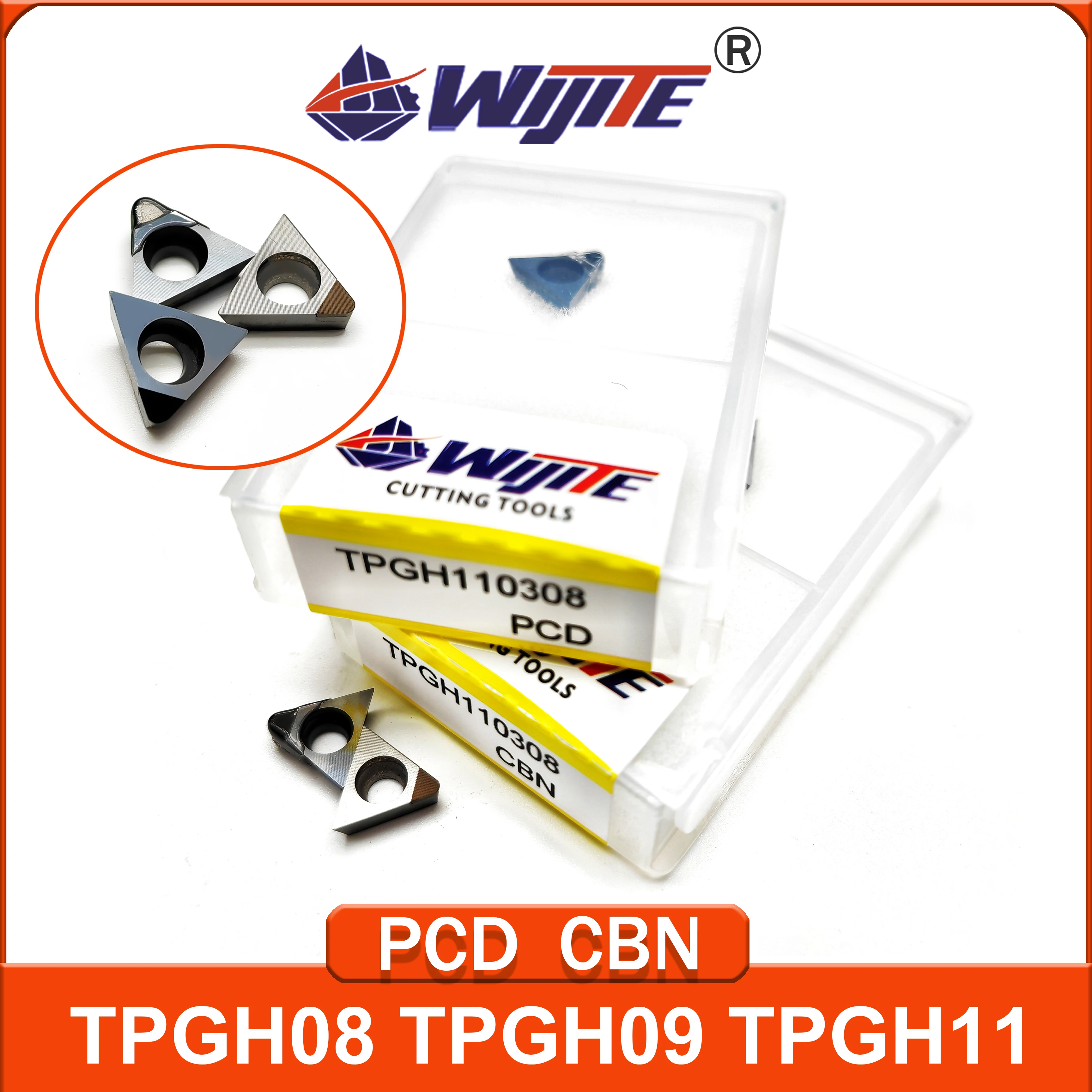 TPGH CBN TPGH0802 0904 1103 Are Used for Processing Hard Steel and Cast Iron, PCD Is Used for Aluminum, Copper, Carbon Fiber, Et