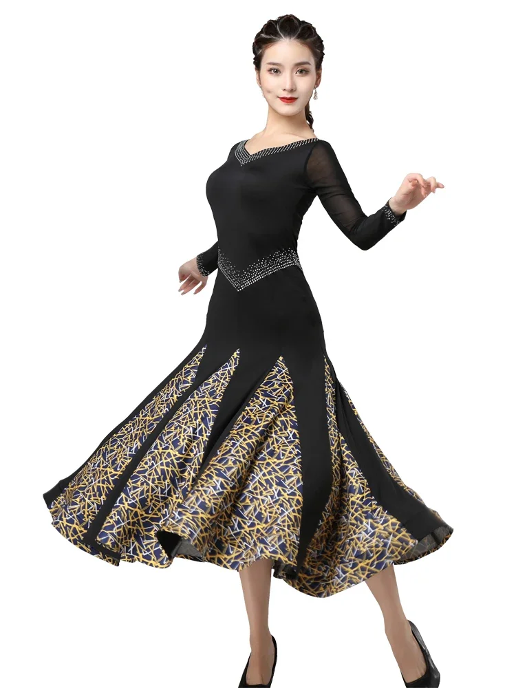 

New Dancing Female Latin Dance Costumes Wear Adult Modern Dance Dress Women's Waltz Ballroom Dance Competition Performance Cloth