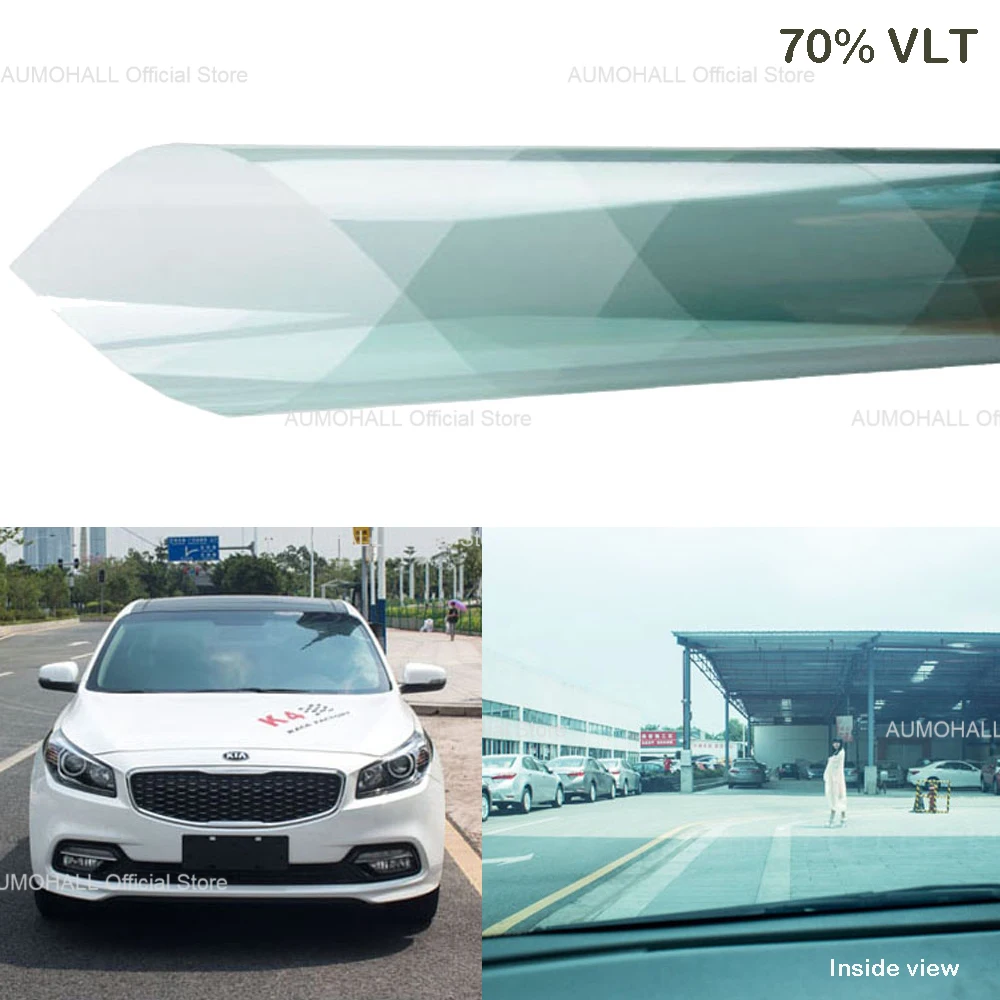 100x150CM 70% VLT Light Cyan Car Windshield Foils, Nano Ceramics Solar Film Windscreen Glass Window Tinting Film, IR60% UV99%