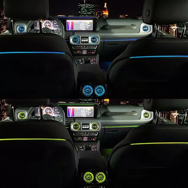 64 لون LED مقعد السيارة الخلفي المحيطة ضوء فتحات الهواء الأمامية والخلفية مضيئة لمرسيدس بنز G-class 2019-2022 W464 W463