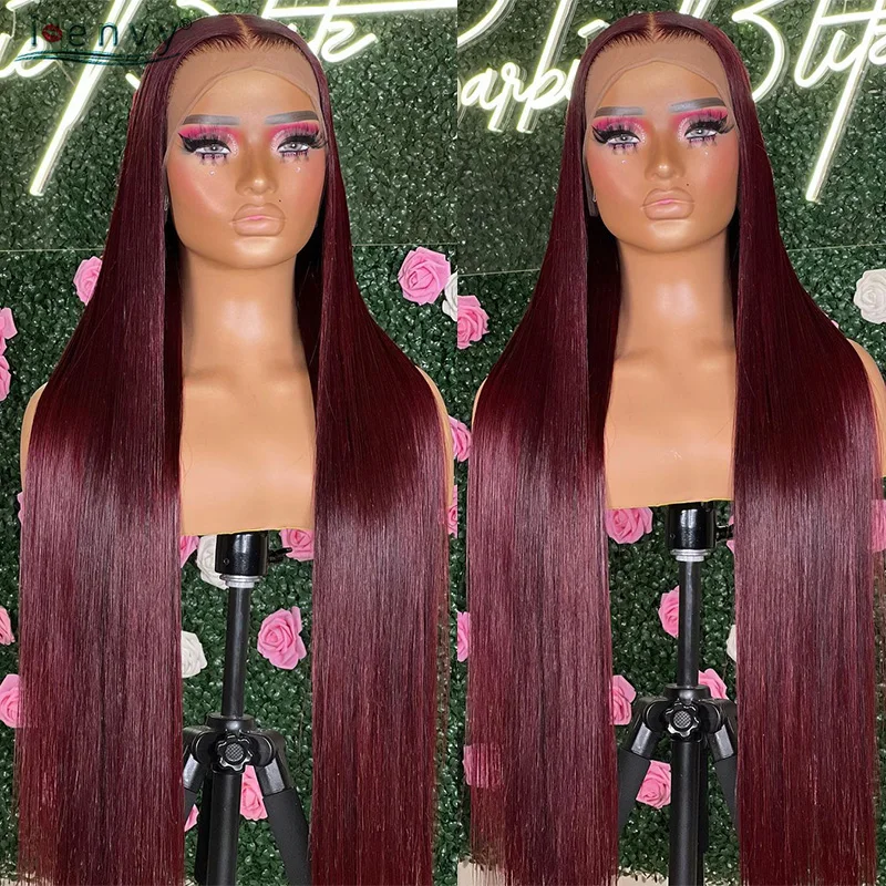 Burgundy 13X6 Hd Lace Frontal Human Hair Wigs Straight Red 13X4 Lace Front Wigs Human Hair For Women Pre Plucked 99J Colored Wig