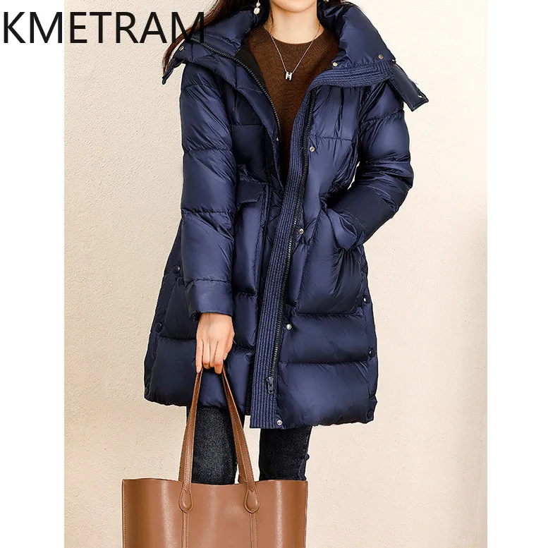 KMETRAM Weiße Gänsedaunenjacken, hochwertig, neu in Outwears, elegante Pufferjacke, Winterkleidung für Damen, 2024, Winterjas Dames