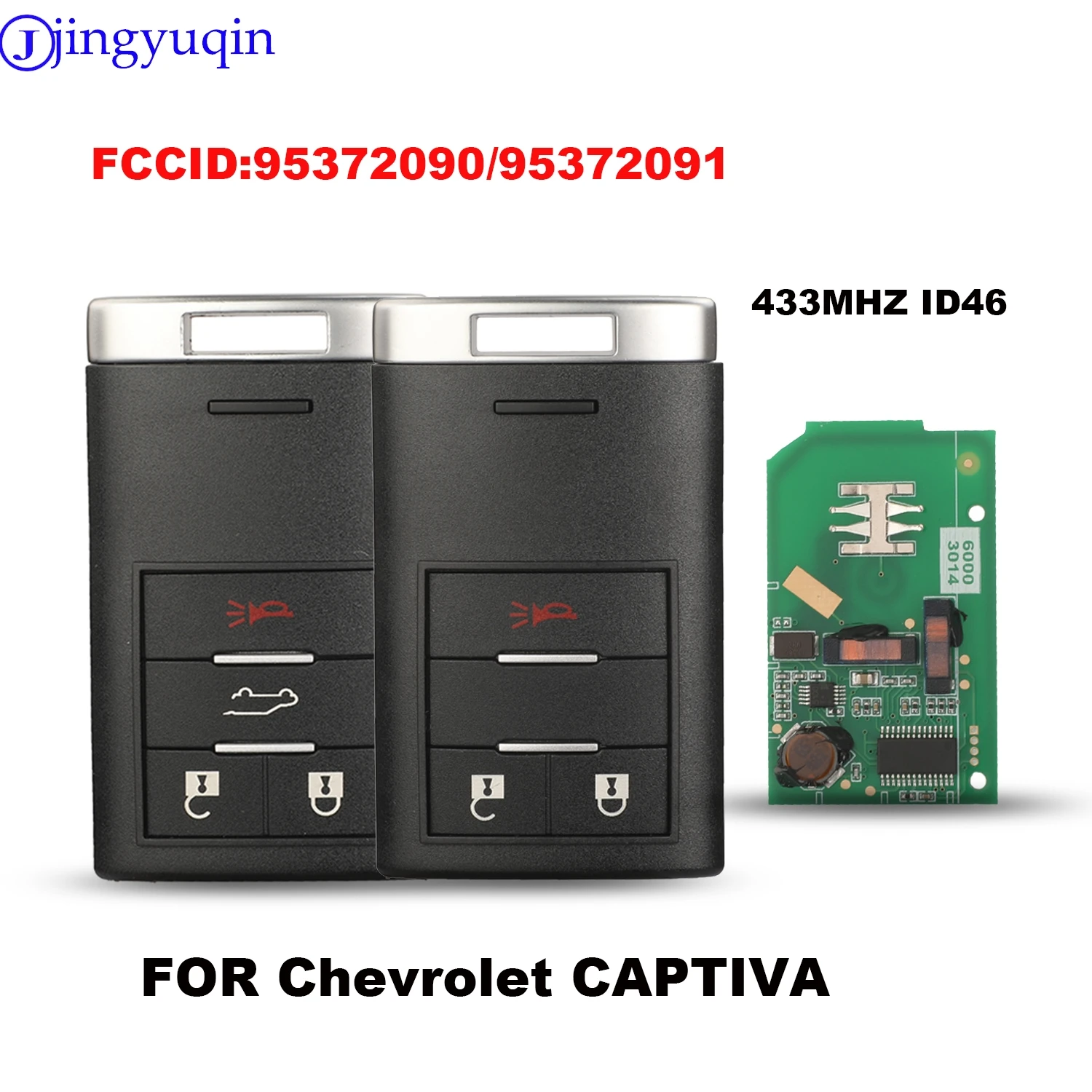 jingyuqin Keyless Remote Key 433MHz ID46 For Chevrolet Captiva 2014 2015 2016 2017 2018 3/4 Buttons FCCID: 95372090 95372091