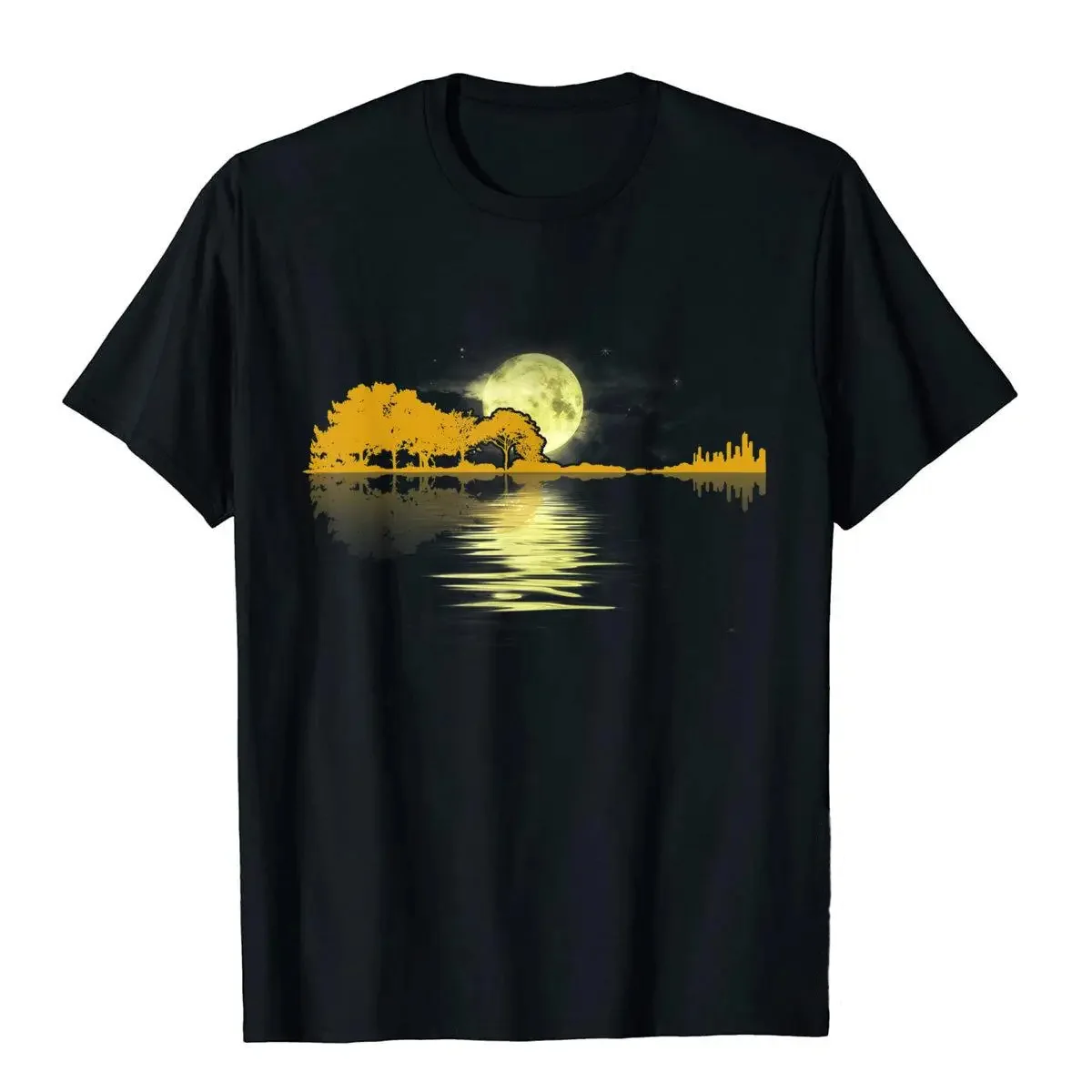 Guitar Lake Shadow Love Guitar T-Shirt Men Women Cotton T Shirt loose Tops TShirts Wholesale Casual fashion Harajuku Oversized T