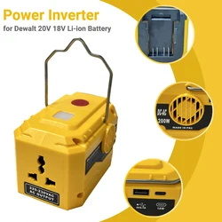 200W Power Inverter with LED Work Light for Dewalt 20V 18V Li-ion Battery,DC 20V To AC 110V/220V Modified Sine Wave Inverter