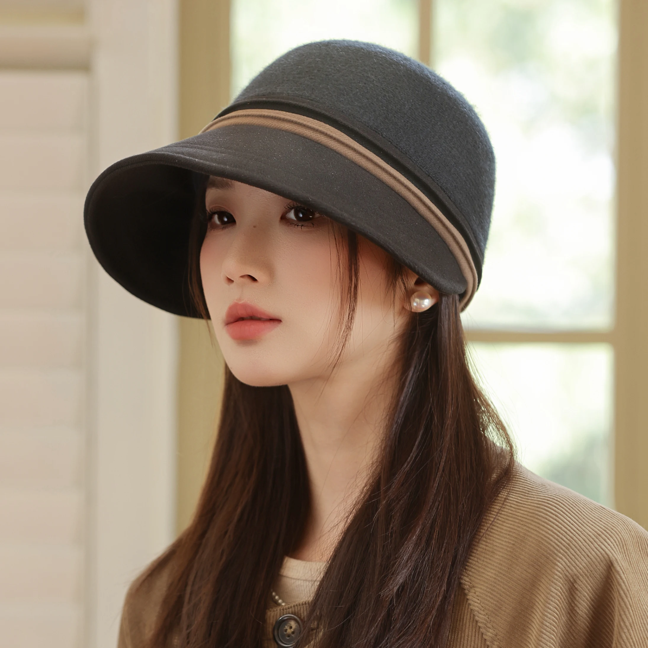 HT5016 Eimer Hut Hohe Qualität Herbst Winter Wolle Hüte für Frauen Damen Packbare Breite Krempe Hut Weibliche Elegante Angeln Eimer Kappe – Detail 2