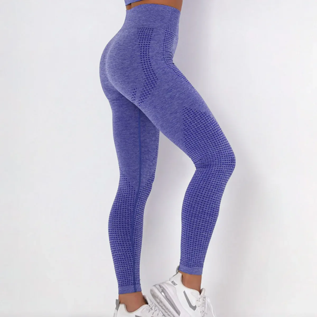 Leggings in rete senza cuciture Push up Sexy Women Splicing fitness leggings vita alta Gym lift Hip Stretch pants