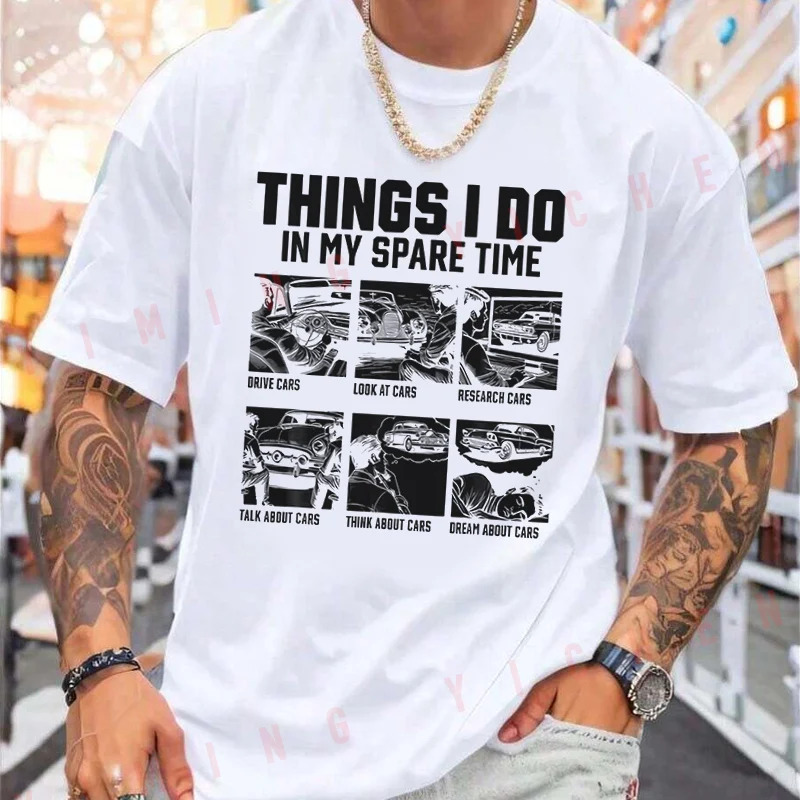 Funny Car Mechanic Graphic Motorcycle T-Shirt Men Hip Hop Streetwear Unisex Casual Fashionable Short Sleeve Tops