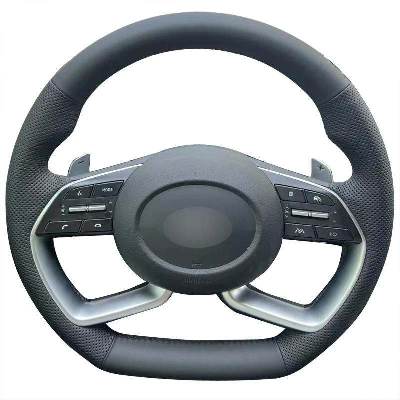 

`Hand Sewing Steering Wheel Cover For 2021 Hyundai TUCSON Microfiber Leather