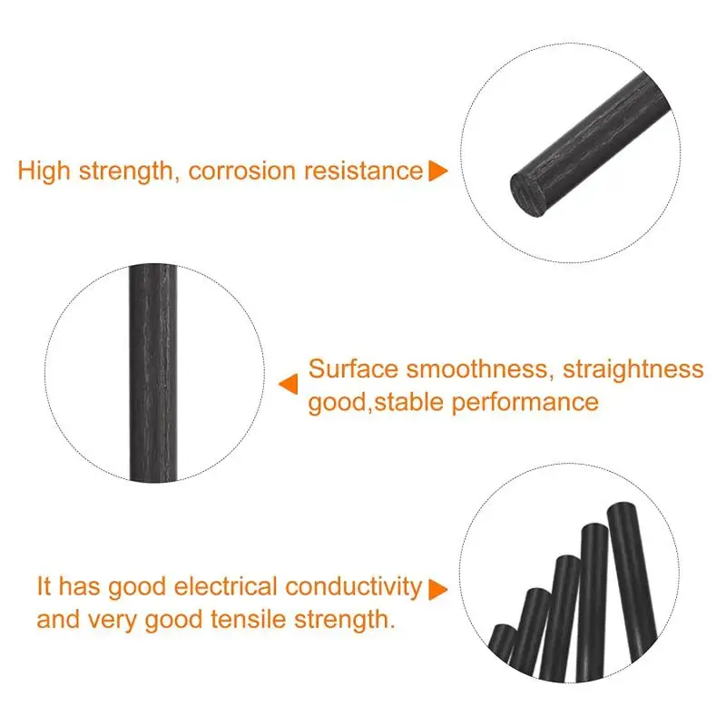 1/5/10pcs Solids Carbon Fiber Rod D:1mm-18mm (L:100/200/250/500mm) Reinforcement Rod high strength light weight for DIY