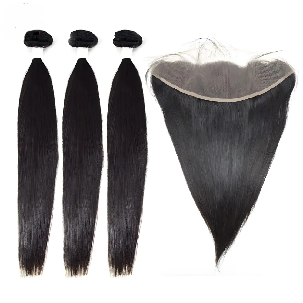 

10A High-quality Real Brazilian Remy Hair. 3pcs Human Hair Bundles Buy 2 Get 1 Free with 13x4 Transparent Lace Closure.4pcs Set