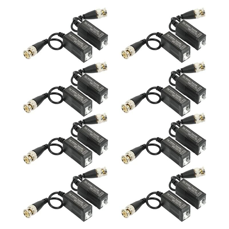 8 Pairs Passive Video Balun Transmitter & Transceiver With Cable For 1080P TVI/CVI/TVI/AHD/960H DVR Camera CCTV System