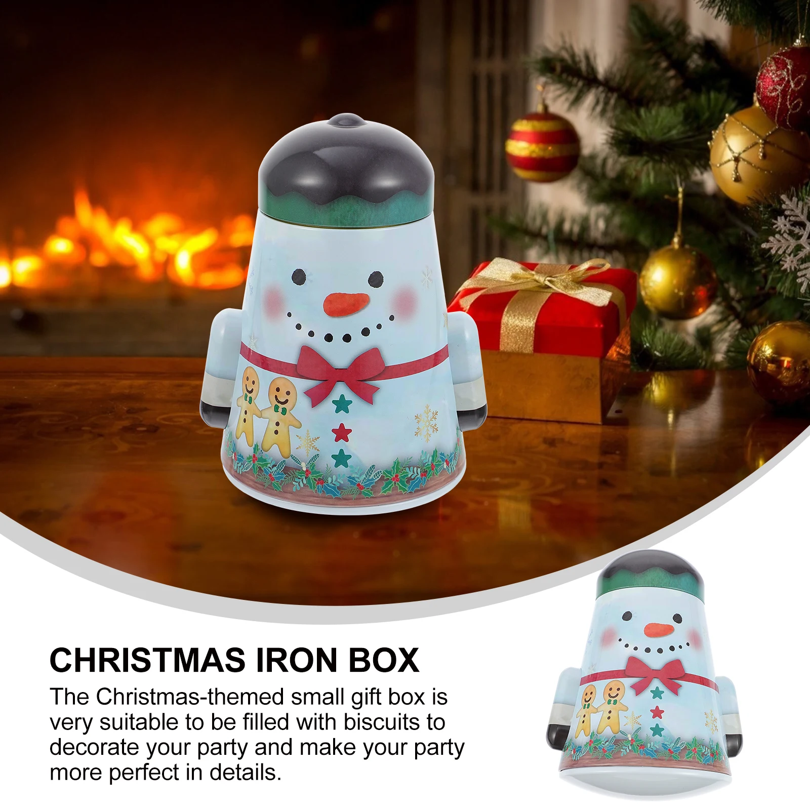 1Pcs Snowman Christmas Themed Iron Box Candy Case for Gift Packaging and Holiday Decoration Christmas Iron Box