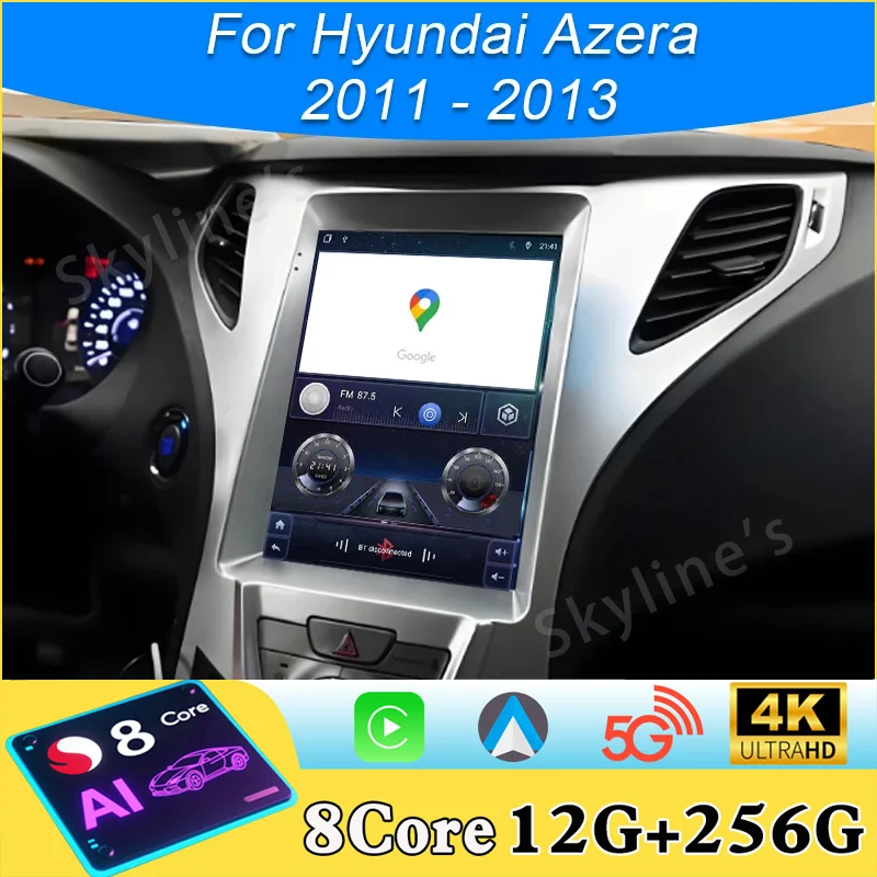 9.7inch Android 16 Auto Stereo Car Radio Multimedia Player For Hyundai Azera 2011 - 2013 Auto GPS QLED Screen Head Unit WIFI BT